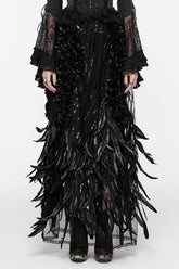 Jupe gothique à sequins et plumes pour femmes noires